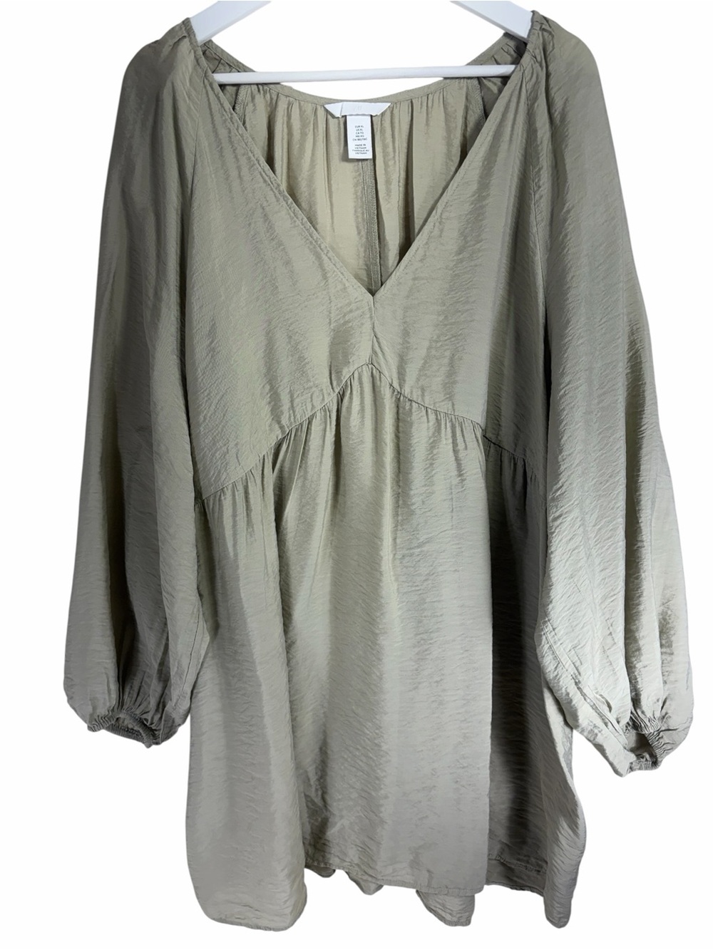 H&M Light Sage V-Neck Long Sleeve Women's Top/Dress SIZE XL - Picture 3 of 12